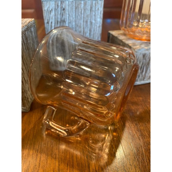 Vintage Fortecrisa Pink Ribbed Glass Tea Cups - Picture 6 of 8